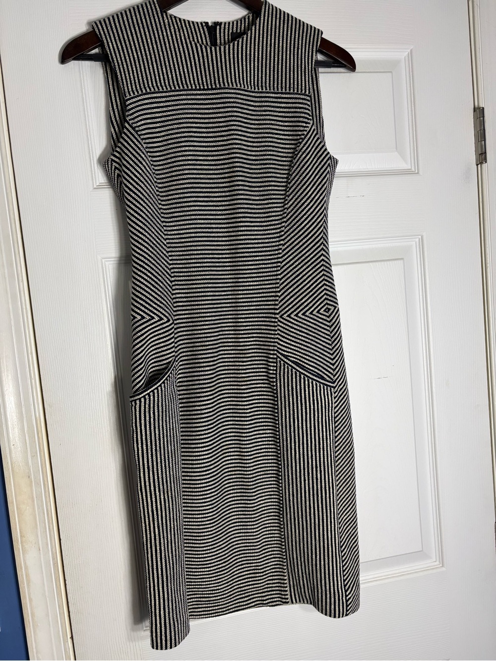 Derek Lam Black and White Striped Sheath Dress